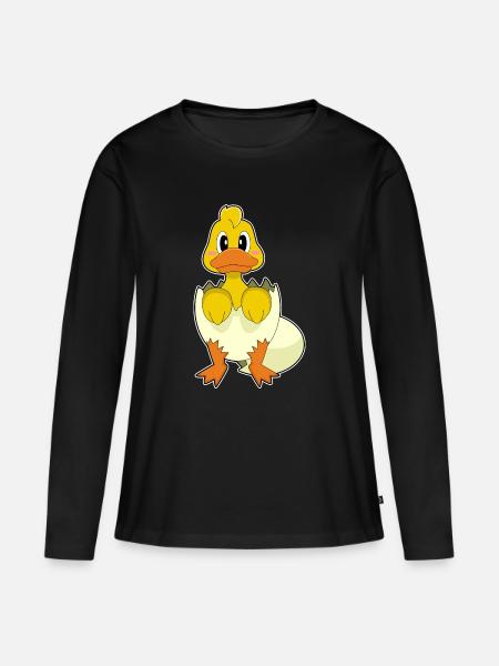 Ente Eierschale - Frauen Premium Bio Langarmshirt - Schwarz