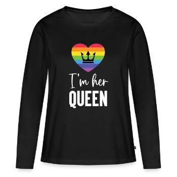 Mois de la fierté LGBT - Je suis sa reine - T-shirt manches longues Premium bio Femme - noir - Devant - Julia (174cm)