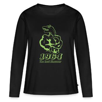 Geburtsjahr1964 Dinosaur einfarbig - Frauen Premium Bio Langarmshirt - Schwarz - Vorne - Julia (174cm)