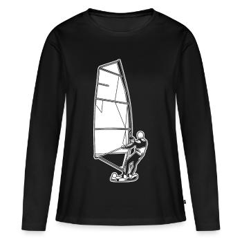 Véliplanchistes - T-shirt manches longues Premium bio Femme - noir - Devant - Julia (174cm)