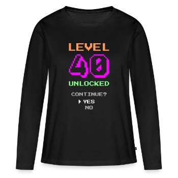 Level 40 freigeschaltet - Lustig - Frauen Premium Bio Langarmshirt - Schwarz - Vorne - Julia (174cm)
