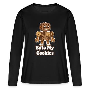 Byte My Cookies Cookie Robot - Women's Premium Organic Long Sleeve Shirt - black - Front - Julia (174cm)