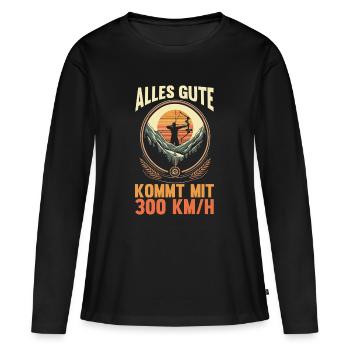 Tir à l’arc Tir à l’arc Tir à l’arc - T-shirt manches longues Premium bio Femme - noir - Devant - Julia (174cm)