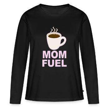 Mom Fuel – Design de maman alimenté par le café - T-shirt manches longues Premium bio Femme - noir - Devant - Julia (174cm)