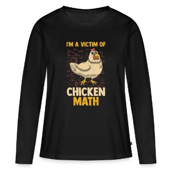 Farmer Rooster Flock Poultry Math Chicken - Frauen Premium Bio Langarmshirt - Schwarz - Vorne - Julia (174cm)