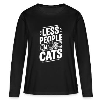 Moins de gens, plus de chats - T-shirt manches longues Premium bio Femme - noir - Devant - Julia (174cm)