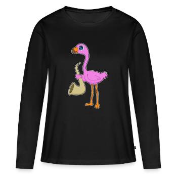 Flamingo Musiker Saxophon Musik - Frauen Premium Bio Langarmshirt - Schwarz - Vorne - Julia (174cm)