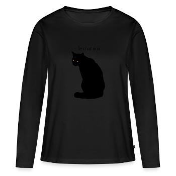 Le Chat Noir - T-shirt manches longues Premium bio Femme - noir - Devant - Julia (174cm)