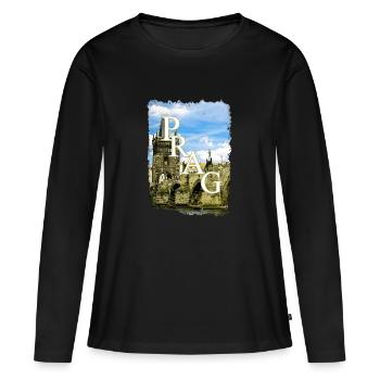 Prague - T-shirt manches longues Premium bio Femme - noir - Devant - Julia (174cm)
