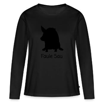 Faule Sau - Frauen Premium Bio Langarmshirt - Schwarz - Vorne - Julia (174cm)