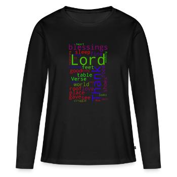 Merci Seigneur pour tes bénédictions sur moi - T-shirt manches longues Premium bio Femme - noir - Devant - Julia (174cm)