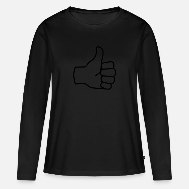 Daumen hoch - Frauen Premium Bio Langarmshirt - Schwarz
