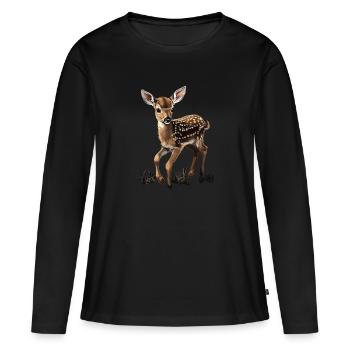 Forêt fauve Nature - T-shirt manches longues Premium bio Femme - noir - Devant - Julia (174cm)