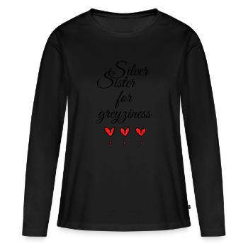 SilverSister for greyziness - Frauen Premium Bio Langarmshirt - Schwarz - Vorne - Julia (174cm)