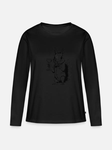 EICHHÖRNCHEN GRAPHIK - Frauen Premium Bio Langarmshirt - Schwarz