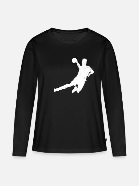 Handballer Sportler Handball Herren Kinder Geschen - Frauen Premium Bio Langarmshirt - Schwarz