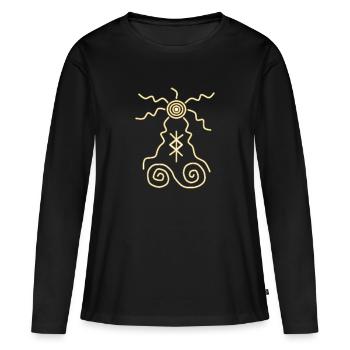 Symboles de protection - T-shirt manches longues Premium bio Femme - noir - Devant - Julia (174cm)