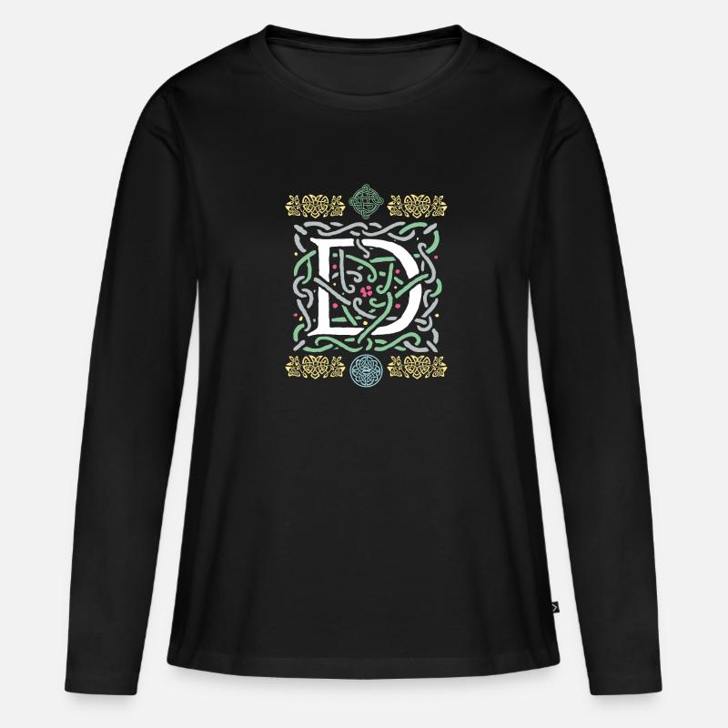 D - Women's Premium Organic Long Sleeve Shirt - black