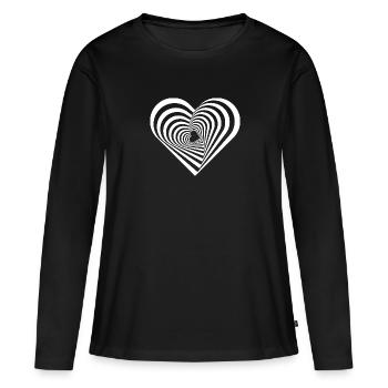 Heart Illusion - Illusion d’optique - T-shirt manches longues Premium bio Femme - noir - Devant - Julia (174cm)