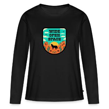 Désert dans un style rétro - T-shirt manches longues Premium bio Femme - noir - Devant - Julia (174cm)
