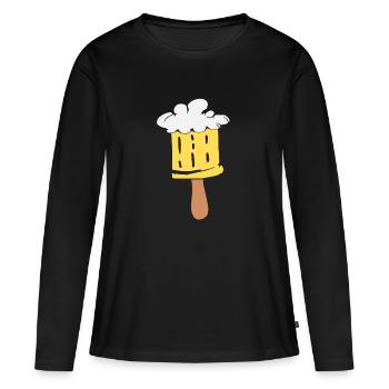 Bier am Stiel - Frauen Premium Bio Langarmshirt - Schwarz - Vorne - Julia (174cm)