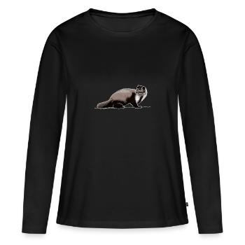 martre - T-shirt manches longues Premium bio Femme - noir - Devant - Julia (174cm)