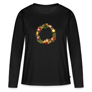 Saison de l’Avent, Couronne, Couronne de l’Avent, Noël - T-shirt manches longues Premium bio Femme - noir - Devant - Julia (174cm)