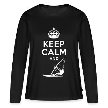 Keep Calm - Windsurfen - T-shirt manches longues Premium bio Femme - noir - Devant - Julia (174cm)