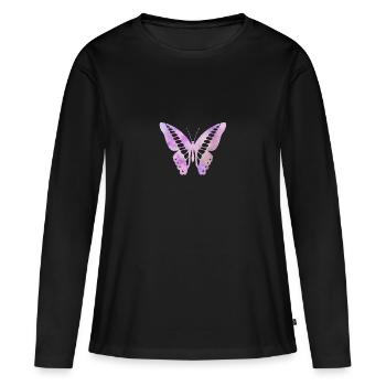 Papillon papillons - T-shirt manches longues Premium bio Femme - noir - Devant - Julia (174cm)