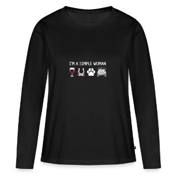 I'm a simple Women - Wein Hunde Pferde SUV Freunde - Frauen Premium Bio Langarmshirt - Schwarz - Vorne - Julia (174cm)