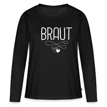 Braut Straus Brautjungfern JGA Party Hochzeits Ges - Frauen Premium Bio Langarmshirt - Schwarz - Vorne - Julia (174cm)