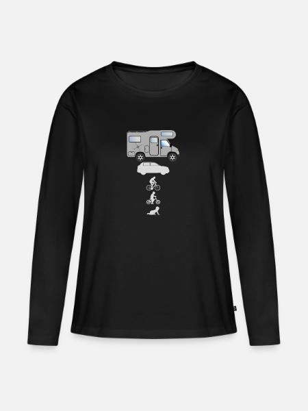 Evolution Camper - Frauen Premium Bio Langarmshirt - Schwarz