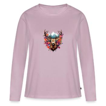 Remplacement dirndl cerf bois cerf cerf - T-shirt manches longues Premium bio Femme - rose poudré - Devant - Julia (174cm)