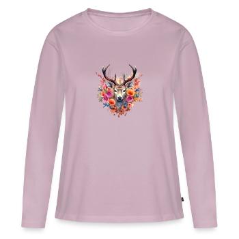 Remplacement dirndl cerf bois cerf cerf - T-shirt manches longues Premium bio Femme - rose poudré - Devant - Julia (174cm)
