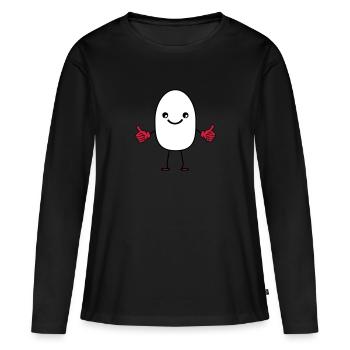 lachendes ei - Frauen Premium Bio Langarmshirt - Schwarz - Vorne - Julia (174cm)