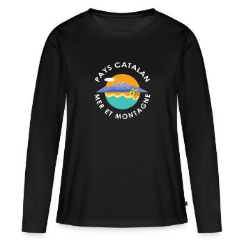 Pays catalan mer et montagne - T-shirt manches longues Premium bio Femme - noir - Devant - Julia (174cm)