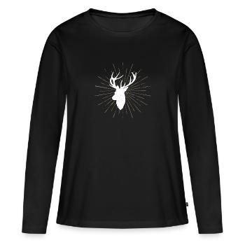 Hirsch - Hirschgeweih - Deer - T-shirt manches longues Premium bio Femme - noir - Devant - Julia (174cm)