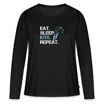 Kitesurfer Eat Sleep Kite Repeat - Women's Premium Organic Long Sleeve Shirt - black - Front - Julia (174cm)