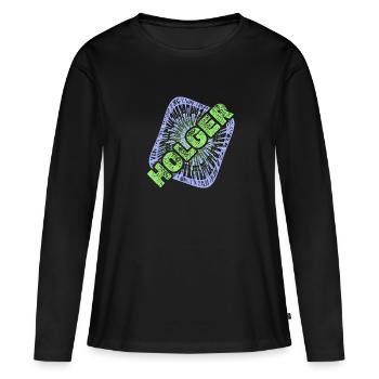 Warp Holger - T-shirt manches longues Premium bio Femme - noir - Devant - Julia (174cm)