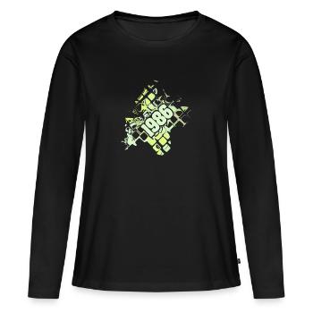 Style 1986 - T-shirt manches longues Premium bio Femme - noir - Devant - Julia (174cm)
