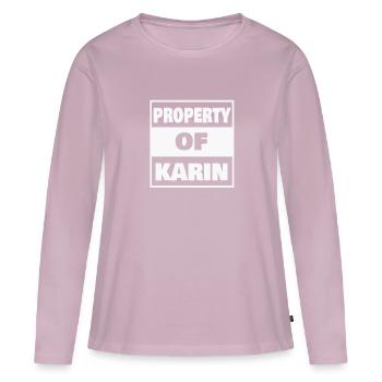 Prénom karin - T-shirt manches longues Premium bio Femme - rose poudré - Devant - Julia (174cm)