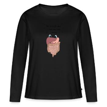 Organes de l'anatomie estomac intestin faim - T-shirt manches longues Premium bio Femme - noir - Devant - Julia (174cm)