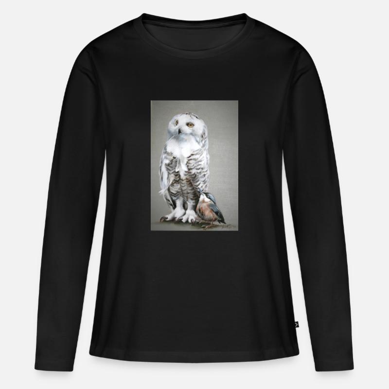 Eule - Frauen Premium Bio Langarmshirt - Schwarz