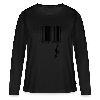 Marionnette au code barre - T-shirt manches longues Premium bio Femme - noir - Devant - Julia (174cm)