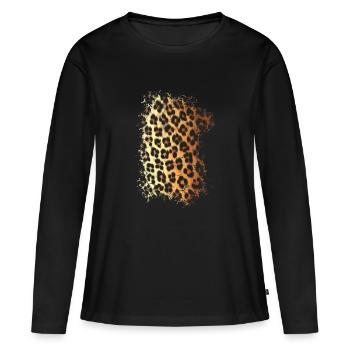 motif de la fourrure de léopard - T-shirt manches longues Premium bio Femme - noir - Devant - Julia (174cm)