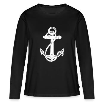 Ancre - T-shirt manches longues Premium bio Femme - noir - Devant - Julia (174cm)