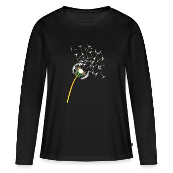 Pusteblume (Löwenzahn) - Frauen Premium Bio Langarmshirt - Schwarz - Vorne - Julia (174cm)