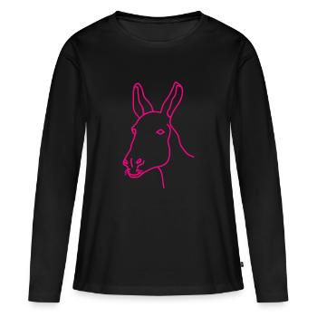 Esel d’âne - T-shirt manches longues Premium bio Femme - noir - Devant - Julia (174cm)