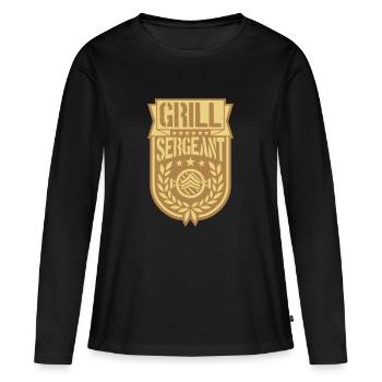 Grill Sergeant cool Lorbeerkranz - Frauen Premium Bio Langarmshirt - Schwarz - Vorne - Julia (174cm)