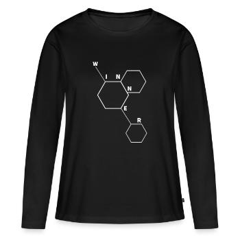 Molécule gagnante - T-shirt manches longues Premium bio Femme - noir - Devant - Julia (174cm)
